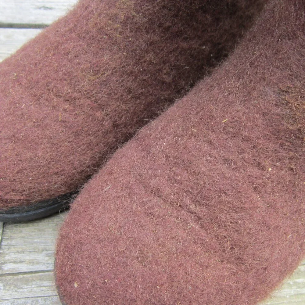 Women's Handmade Wool Boots Size 6.5/ 37 EU Latex-Free Brown Warm Boots Flower